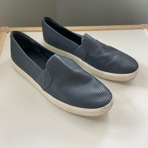 Vince Blair Blue Perforated Slip On Leather Espadrille Sneakers Women’s Size 9
